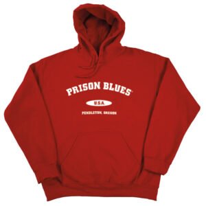 Pull Over Hooded Sweatshirt Cherry Red w/White Varsity Logo