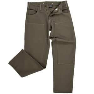 Double Knee Jeans with buttons Rinsed Olive