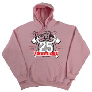 Pull Over Hooded Sweatshirt Light Pink w/White and Scarlet Red 25th Anniversary