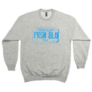 Crew Neck Sweatshirt Light Steel (Ash) w/Columbia Blue USA Plate Logo