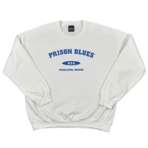 Crew Neck Sweatshirt White w/Royal Blue Varsity Logo